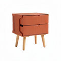 Comò in plastica di colore terracotta con due cassetti e gambe in legno 45 x 35 x 50cm