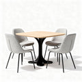 Tavolo quadrato in legno con base nera e quattro sedie grigie 100 x 100 x 75cm