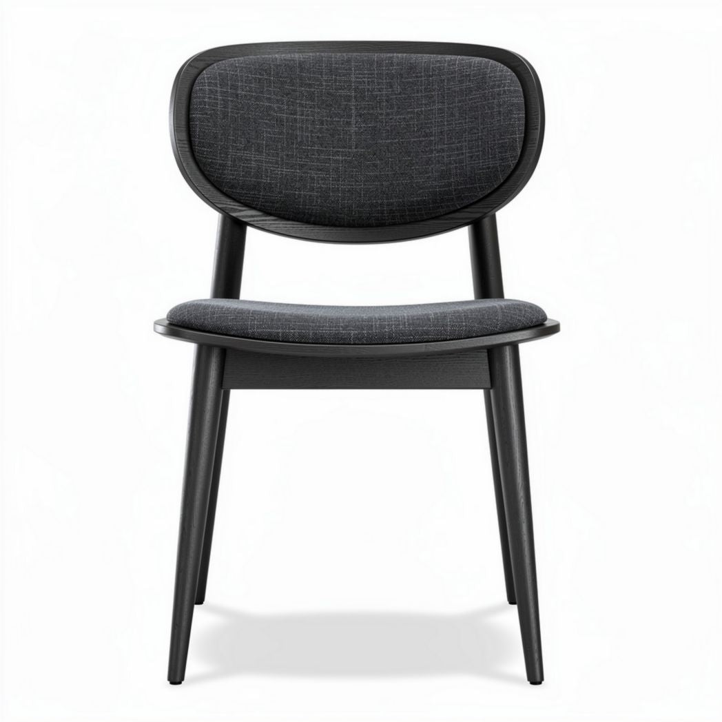 Sedia moderna in tessuto grigio scuro con struttura in legno 45 x 45 x 80cm