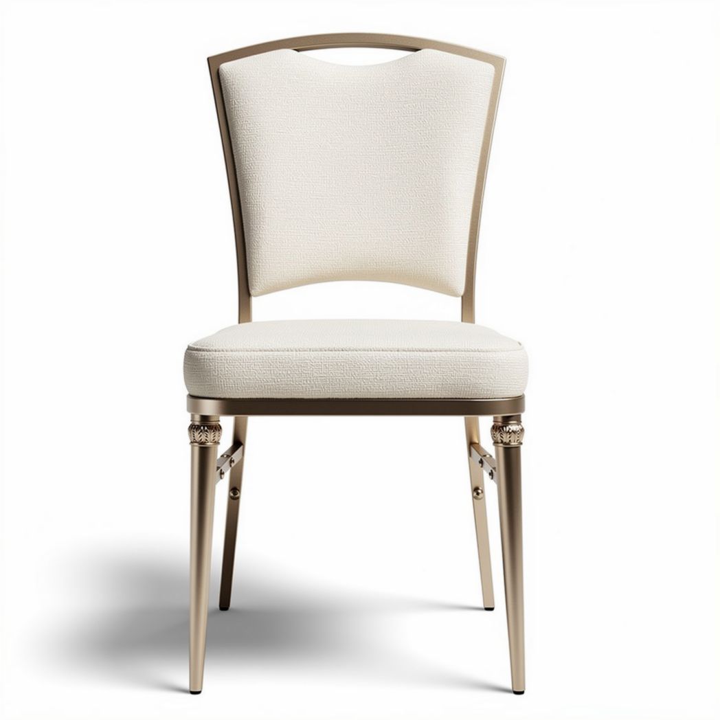 Sedia in tessuto beige con struttura in metallo dorato 45 x 45 x 90cm
