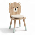 Sedia per bambini in legno con schienale a forma di orso e cuscino crema 30 x 30 x 60cm