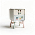 Comodino per bambini con disegno orso e cassetto in legno 40 x 40 x 50cm