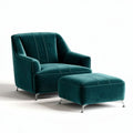 Poltrona in tessuto verde con poggiapiedi dimensioni 82 x 85 x 75cm