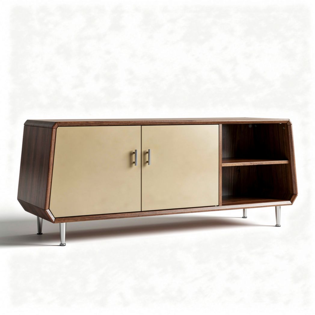 Mobiletto in legno con finitura lucida e ripiani 150 x 40 x 70cm