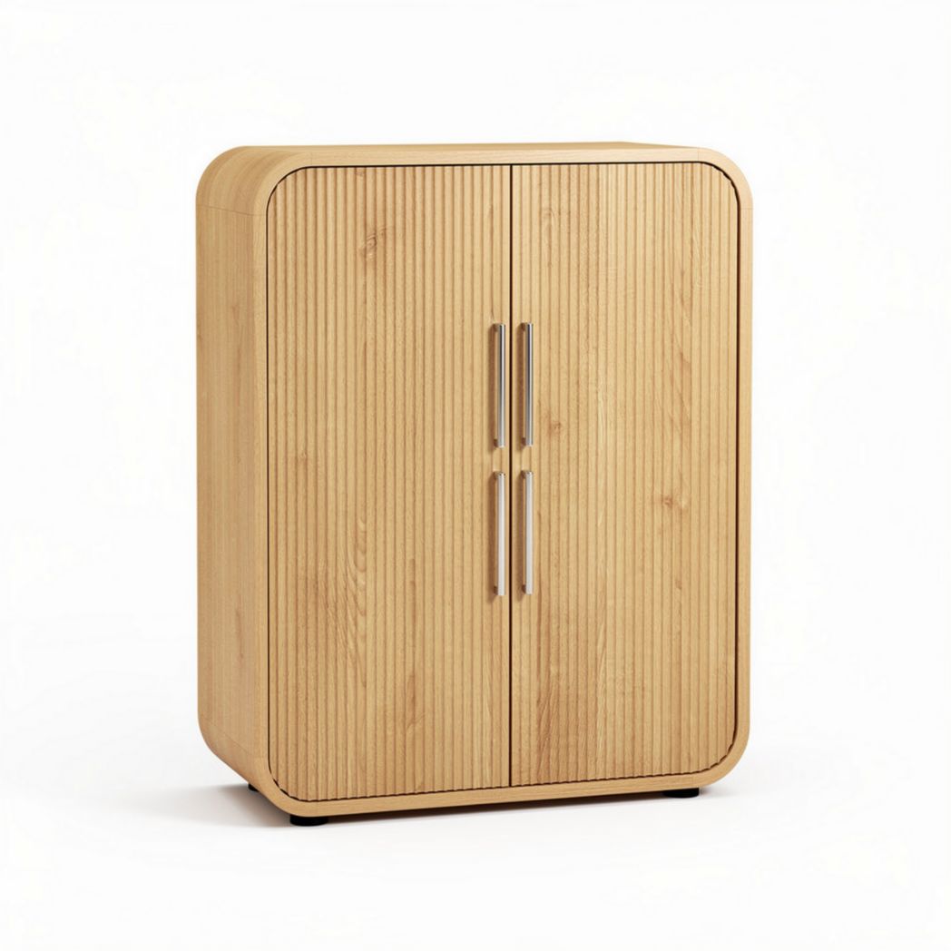 Armadio in legno naturale con finitura a righe dimensioni 80 x 40 x 100cm