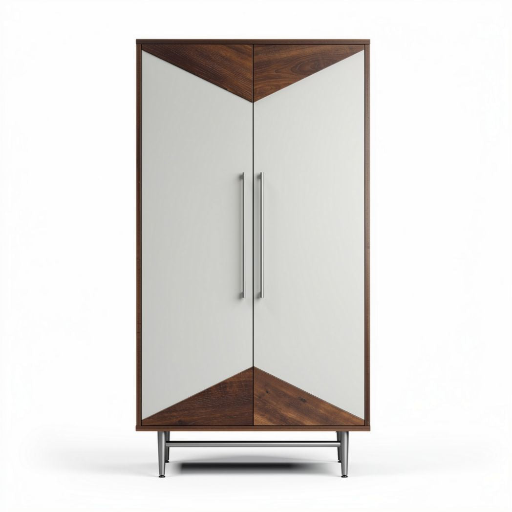 Armadio in legno e metallo con ante bianche e dimensioni 80 x 45 x 150cm