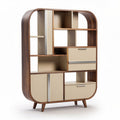 Mobile libreria in legno e MDF colore noce e crema dimensioni 150 x 40 x 180cm