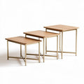 Set di tavolini in legno di pino e metallo dimensioni 40 x 30 x 45cm